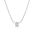 Letter R silver snake chain necklace with sparkling cubic zirconia pavé stones - Silver Letter R (12269_45)