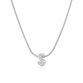 Silver snake chain necklace with letter S pendant and sparkling cubic zirconia pavé - Silver Letter S (12269_46)