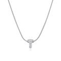 Silver snake chain necklace featuring a zircon-studded letter T pendant in a sleek finish - Silver Letter T (12269_47)