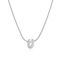 Silver-tone necklace with letter U pendant and cubic zirconia on snake chain - Silver Letter U (12269_48)