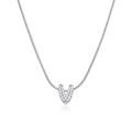 Silver V-letter pendant necklace with sparkling zircons on a sleek snake chain - Silver Letter V (12269_49)