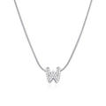 Silver 18K plated W letter pendant necklace with zircon snake chain for women - Silver Letter W (12269_50)