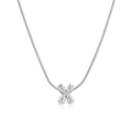 18K gold plated snake chain necklace with sparkling pave zircon X letter pendant - Silver Letter X (12269_51)