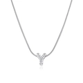 Silver stainless steel snake chain necklace with sparkling zircon paved initial Y pendant - Silver Letter Y (12269_52)