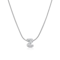 Silver tone letter Z pendant necklace with zircon crystals on a snake bone chain - Silver Letter Z (12269_53)