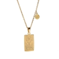 Collar signo Acuario bañado en oro con colgante rectangular estilo tarot y amuleto - Dorado Acuario