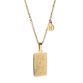Collar de Piscis dorado con colgante rectangular de tarot y moneda pequeña - Dorado Piscis