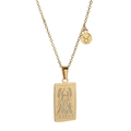 Collar signo Tauro dorado con colgante rectangular estilo tarot y amuleto de símbolo - Dorado Tauro