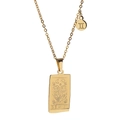 Gold plated stainless steel Gemini necklace with tarot style zodiac pendant for women - Gold Gemini