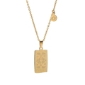 Gold Cancer zodiac pendant necklace with engraved rectangular plate and round symbol charm - Gold Cancer