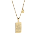 Gold Sagittarius tarot square pendant necklace with matching Pisces symbol charm - Gold Sagittarius
