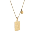 Gold Capricorn zodiac necklace with rectangular engraved tag and circular charm - Gold Capricorn