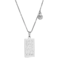 Silver zodiac necklace featuring a Virgo square pendant and small round charm - Silver Virgo