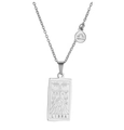 Silver stainless steel Libra zodiac necklace with rectangular tarot style pendant - Silver Libra
