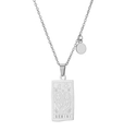 Silver Gemini rectangular medallion necklace in polished stainless steel on a white background - Silver Gemini