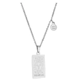 Silver Aquarius zodiac necklace with rectangular pendant and engraved round charm - Silver Aquarius