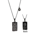 Aquarius zodiac necklace with black rectangular pendant and double-sided engraving - Black Aquarius