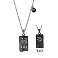 Black Aries zodiac rectangular pendant necklace in matte stainless steel for men and women - Black Aries