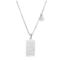 Silver Pisces zodiac square pendant necklace with constellation symbol in stainless steel - Silver Pisces