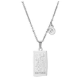 Silver Sagittarius zodiac rectangle pendant necklace with delicate link chain - Silver Sagittarius