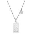 Silver stainless steel Capricorn zodiac necklace with rectangular pendant and chain - Silver Capricorn