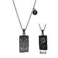 Gemini zodiac necklace with black square pendant and silver engraving in stainless steel - Black Gemini