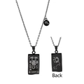 Black Scorpio zodiac pendant necklace in stainless steel with double-sided engraving - Black Scorpio