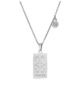 Silver Cancer zodiac tarot necklace with rectangular crab pendant and silver chain - Silver Cancer