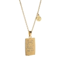 Gold-plated stainless steel Leo zodiac necklace with square pendant and lion engraving - Gold Leo