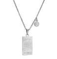 Silver Scorpio zodiac rectangle pendant necklace in polished stainless steel finish - Silver Scorpio
