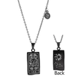 Gold-plated black square Leo zodiac necklace with stainless steel pendant and small charm - Black Leo
