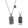Black rectangular Capricorn zodiac pendant necklace with reversible sun and moon design - Black Capricorn