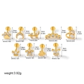 Set of nine 18K gold plated stainless steel piercing studs with various zircon shapes - Piercing Set (G047_4) / 3-10mm / Gold