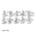 Detailed dimension guide for stainless steel 18K zircon stud set showing exact sizing - Piercing Set (G047_6) / 9-11mm / Silver