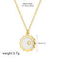 Detail of 18K gold plated compass pendant with white shell inlay and 45cm chain - Shell Zircon Sun T970