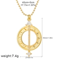 Detailed view of 18K gold compass necklace with measurements 35mm x 27mm and 45cm chain - Compass T971