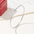 Polished silver stainless steel bangle with a minimalist flat finish for stacking - 55 / Silver