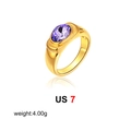 Detail of 18K gold ring with oval purple zircon stone and US 7 size weight 4g tag - Amethyst Purple, US 7