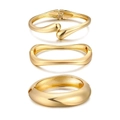 Three-piece set of 14K gold plated alloy bracelets featuring minimalist polished designs - Gold Triple Bangle Group (6157736943908)