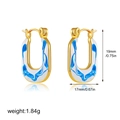 Detail showing 19mm blue marble enamel earrings with dimensions and lightweight specs - Square Style
