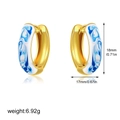 Detail of 18K gold blue enamel hoop earrings with measurements 18mm height and 6.92g weight - Hand-painted Blue and White Porcelain Hoop (Style 4)