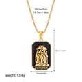Gold tarot card pendant necklace with black Emperor design and measurement details - Emperor Style(12263_2) / Gold