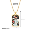Golden tarot pendant necklace featuring colorful enamel tower design and thick link chain - Tower Style(12263_5)