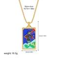 Golden tarot necklace featuring The Fool card pendant with colorful enamel finish - Fool Style(12263_6)
