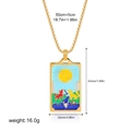 Gold-plated tarot necklace with colorful XVIII The Moon enamel pendant on chain - Moon Style(12263_7)