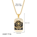 Gears tarot square pendant necklace in gold finish with black and white enamel detail - Gears Style(12263_15)
