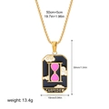 Golden tarot necklace with black enamel pendant featuring pink hourglass and Carpe Diem text - Carpediem Style(12263_16)