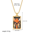 Golden tarot pendant necklace featuring 'The Devil' design with black and orange enamel - Devil Style(12263_21)