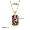 Golden sun and moon tarot pendant necklace with black enamel detail and magicia art - Magician Style(12263_23)