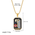 Golden Rolo chain necklace with blue The Hermit tarot card pendant and size dimensions - Hermit Style(12263_24)